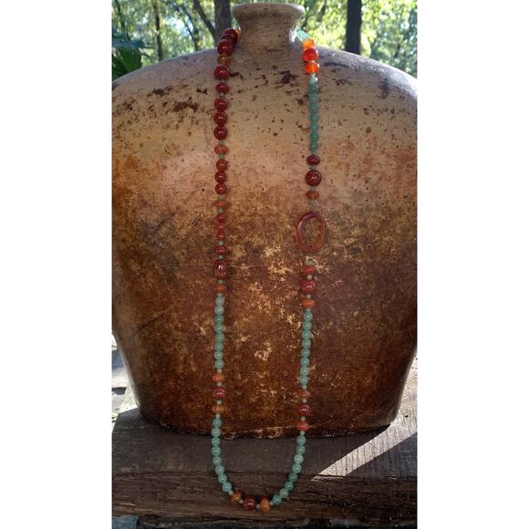 Jay King Necklace Sterling Silver, Carnelian Agate & Aventurine 40 Inches - Picture 4 of 13